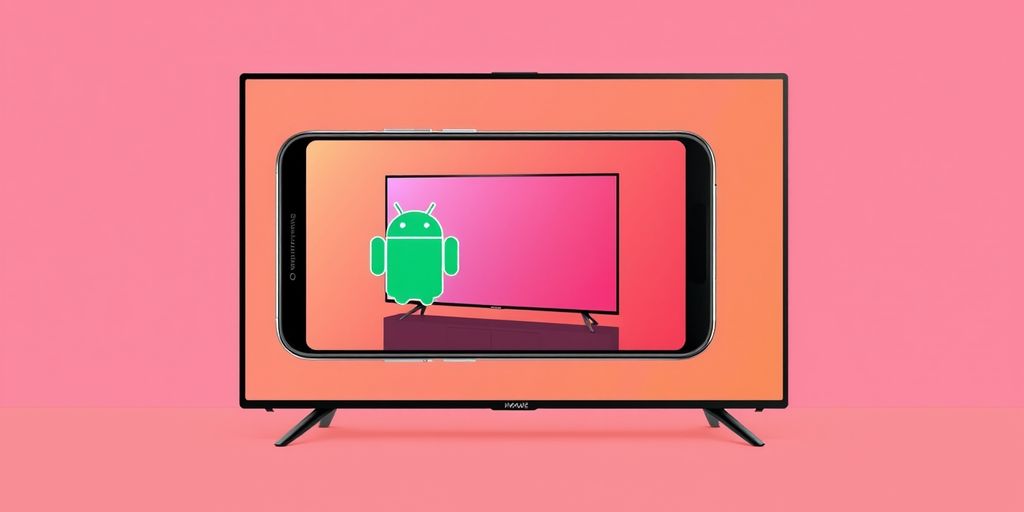 Android phone mirroring to TV with solid colors.