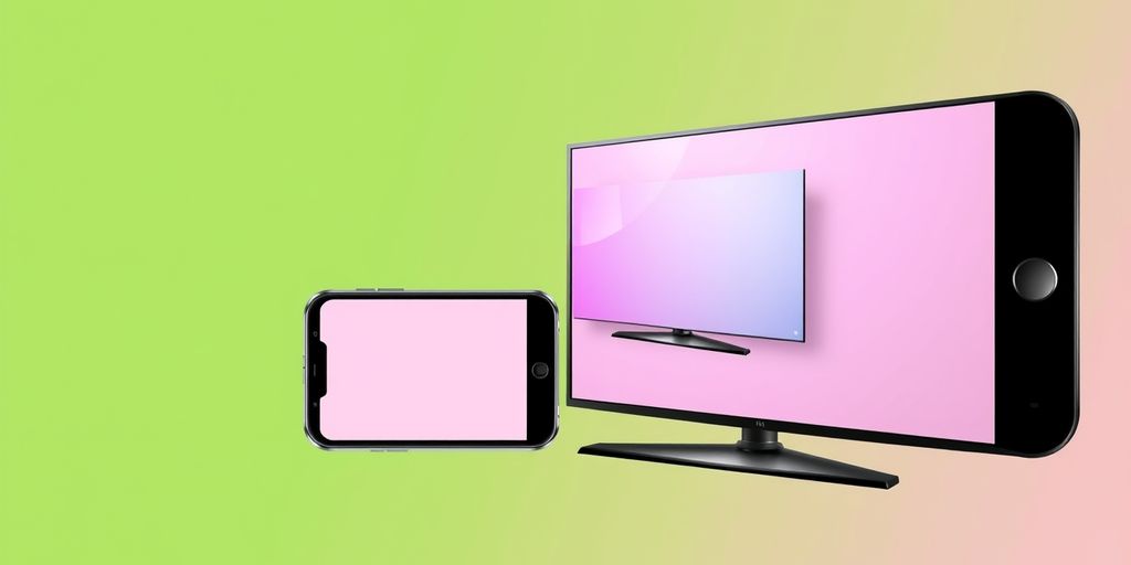 Android phone mirroring to TV with solid colors.