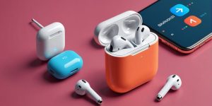 AirPods and Android phone with Bluetooth icon